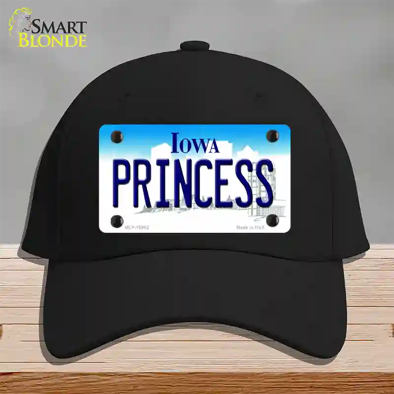 Princess Iowa Novelty License Plate Hat Cotton / Black