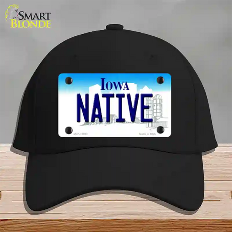 Native Iowa Novelty License Plate Hat Cotton / Black