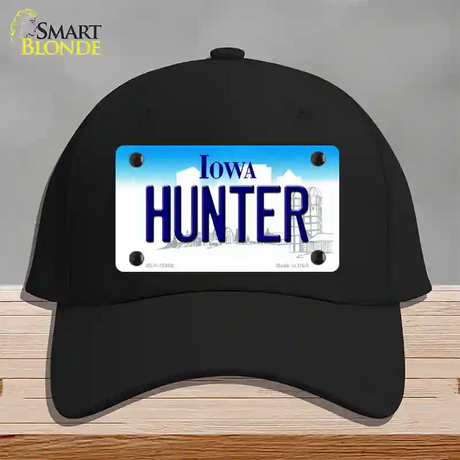 Hunter Iowa Novelty License Plate Hat Cotton / Black