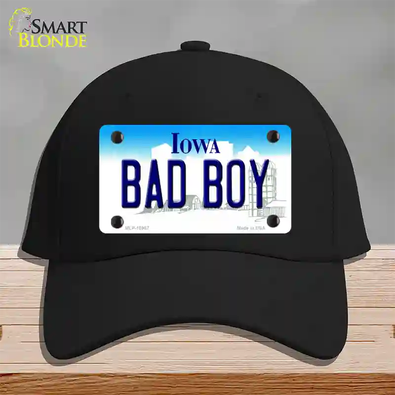 Bad Boy Iowa Novelty License Plate Hat Cotton / Black