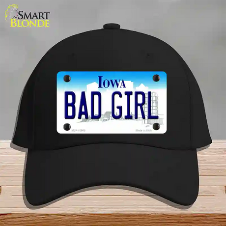 Bad Girl Iowa Novelty License Plate Hat Cotton / Black