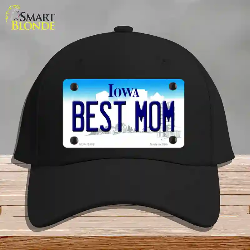 Best Mom Iowa Novelty License Plate Hat Cotton / Black