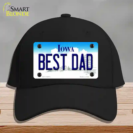 Best Dad Iowa Novelty License Plate Hat Cotton / Black