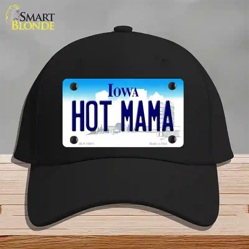 Hot Mama Iowa Novelty License Plate Hat Cotton / Black