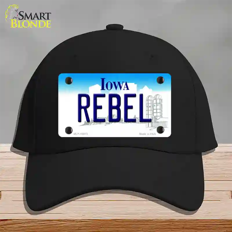 Rebel Iowa Novelty License Plate Hat Cotton / Black