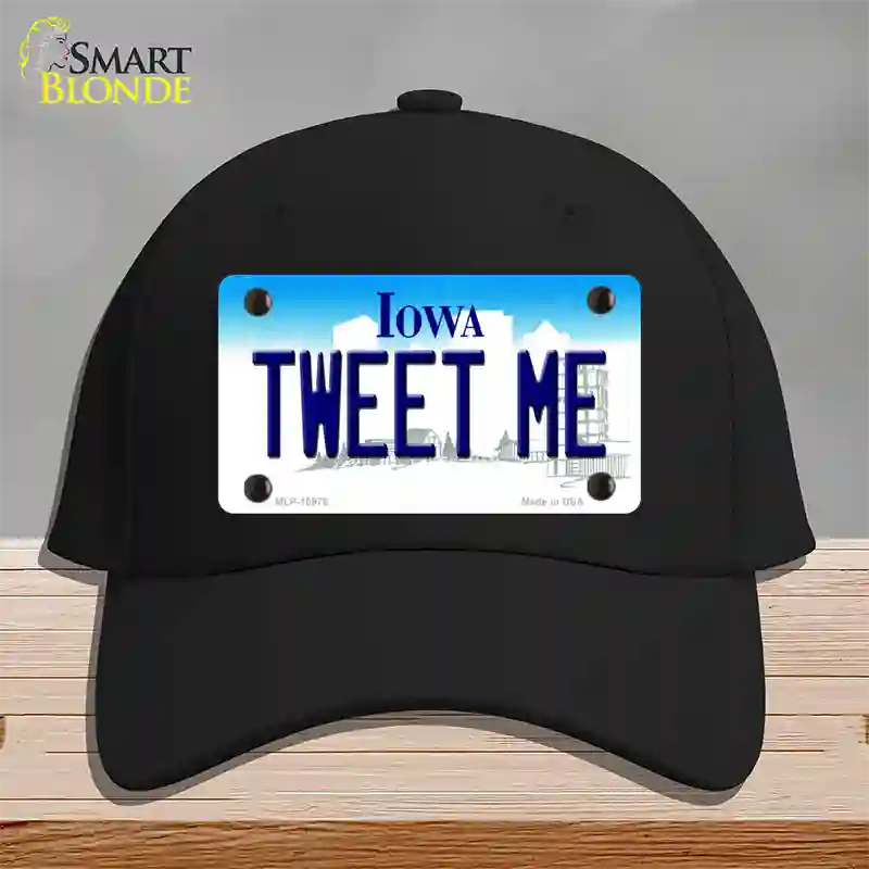 Tweet Me Iowa Novelty License Plate Hat Cotton / Black