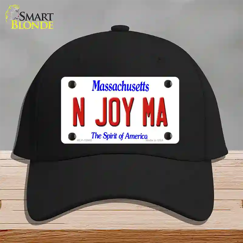 N Joy MA Massachusetts Novelty License Plate Hat Cotton / Black