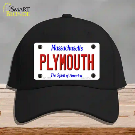 Plymouth Massachusetts Novelty License Plate Hat Cotton / Black