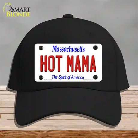 Hot Mama Massachusetts Novelty License Plate Hat Cotton / Black