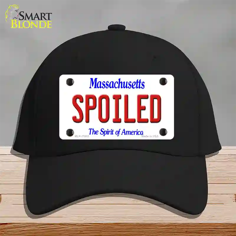 Spoiled Massachusetts Novelty License Plate Hat Cotton / Black