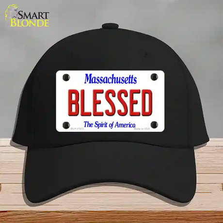 Blessed Massachusetts Novelty License Plate Hat Cotton / Black