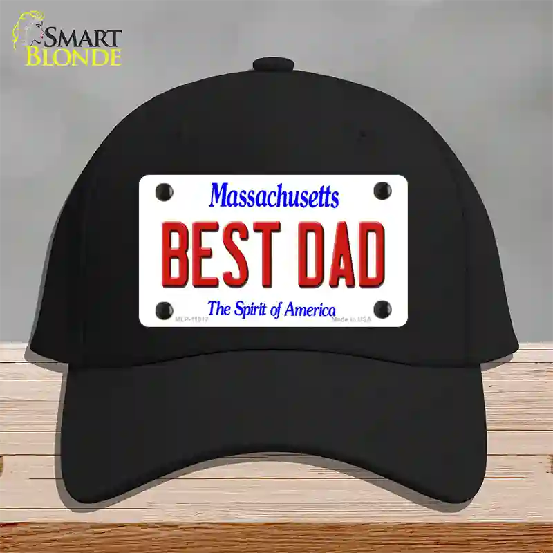 Best Dad Massachusetts Novelty License Plate Hat Cotton / Black