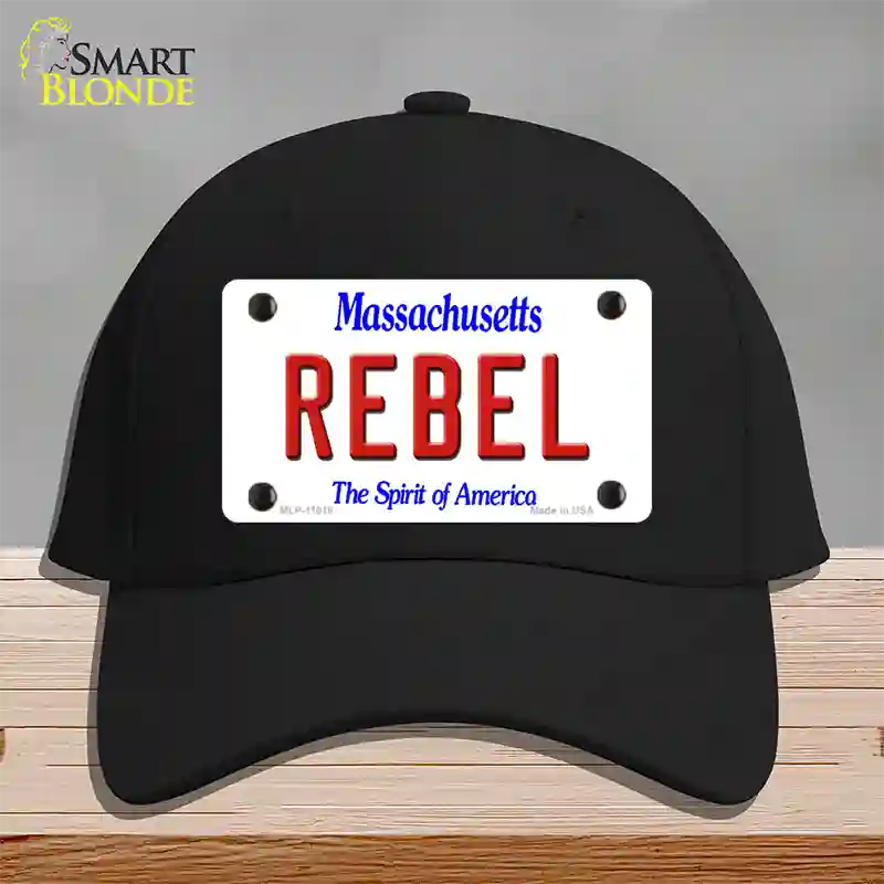 Rebel Massachusetts Novelty License Plate Hat Cotton / Black