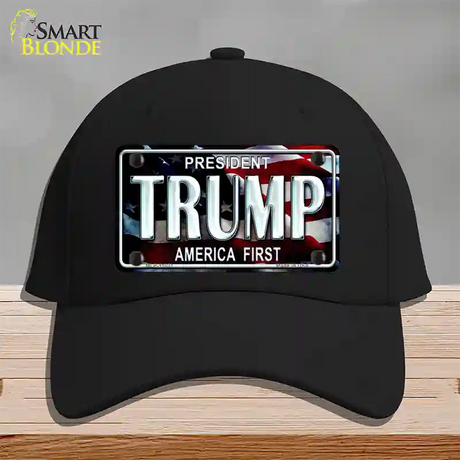 Trump America First Novelty License Plate Hat Cotton / Black