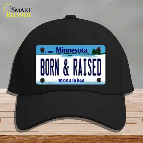 Born and Raised Minnesota State Novelty License Plate Hat Cotton / Black