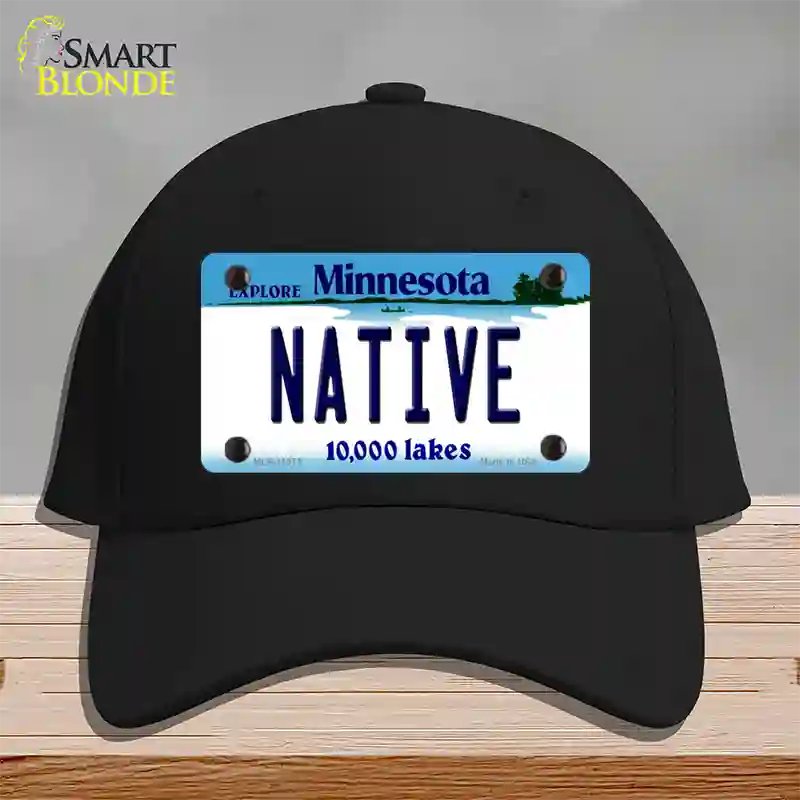 Native Minnesota State Novelty License Plate Hat Cotton / Black