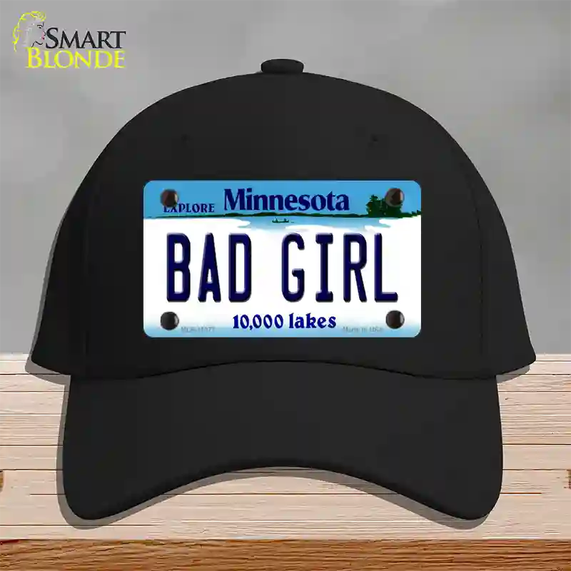 Bad Girl Minnesota State Novelty License Plate Hat Cotton / Black