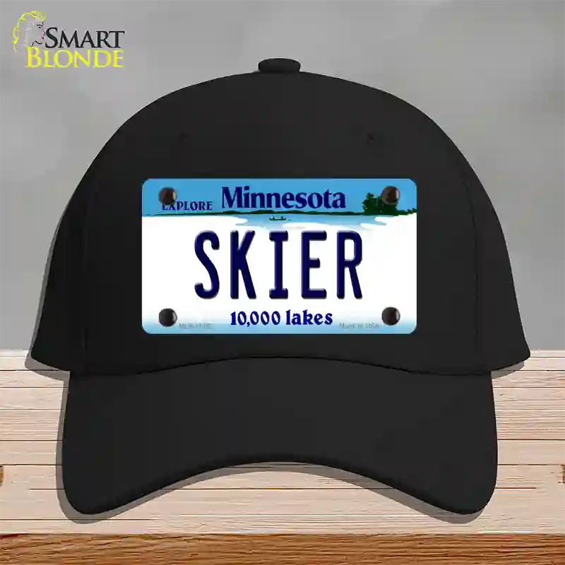 Skier Minnesota State Novelty License Plate Hat Cotton / Black