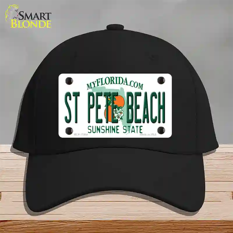 St Pete Beach Florida Novelty License Plate Hat Cotton / Black