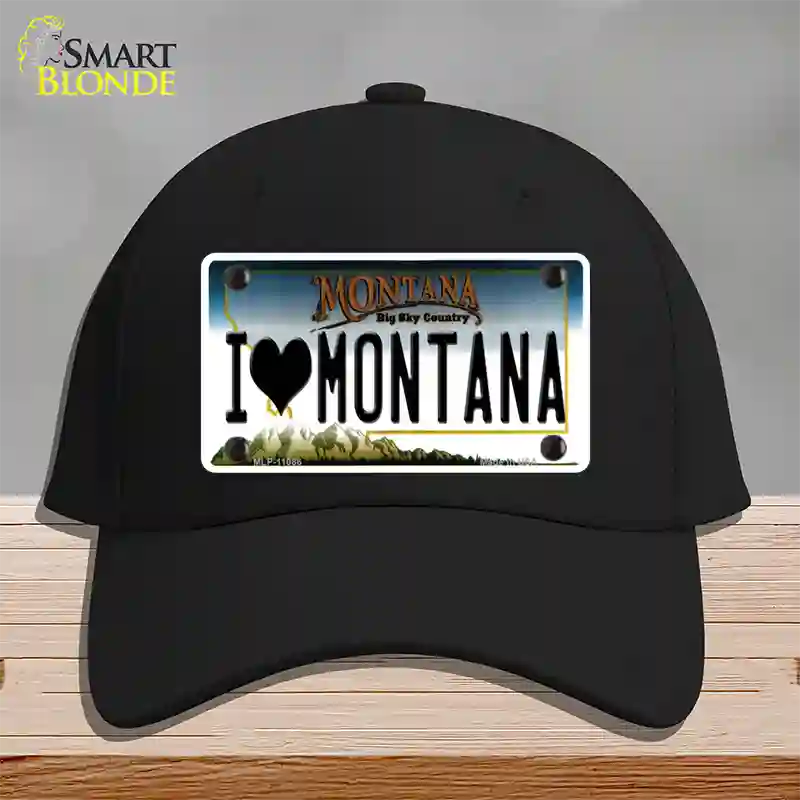 I Love Montana State Novelty License Plate Hat Cotton / Black