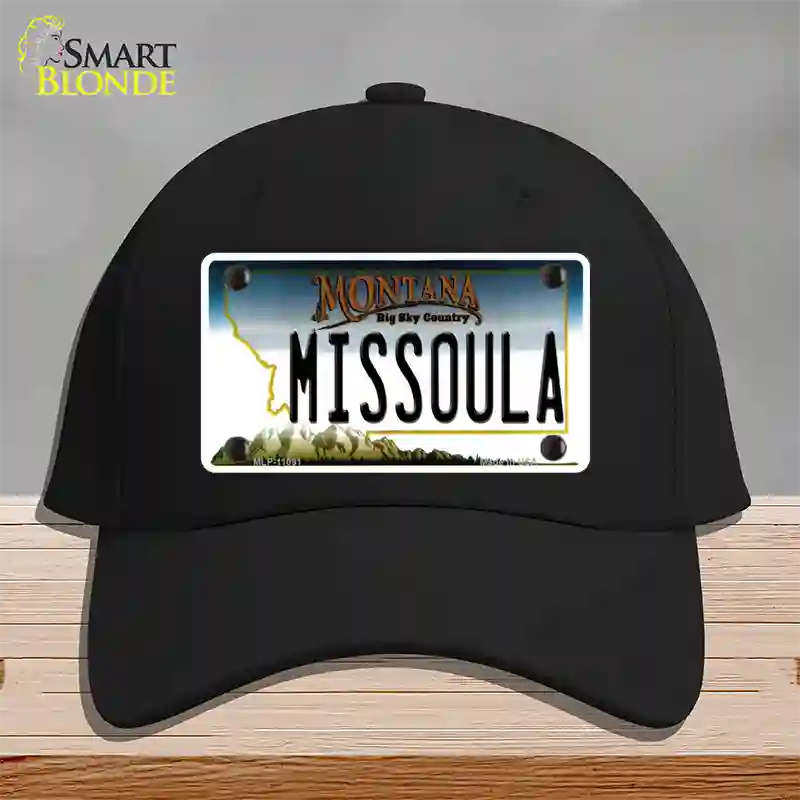 Missoula Montana State Novelty License Plate Hat Cotton / Black