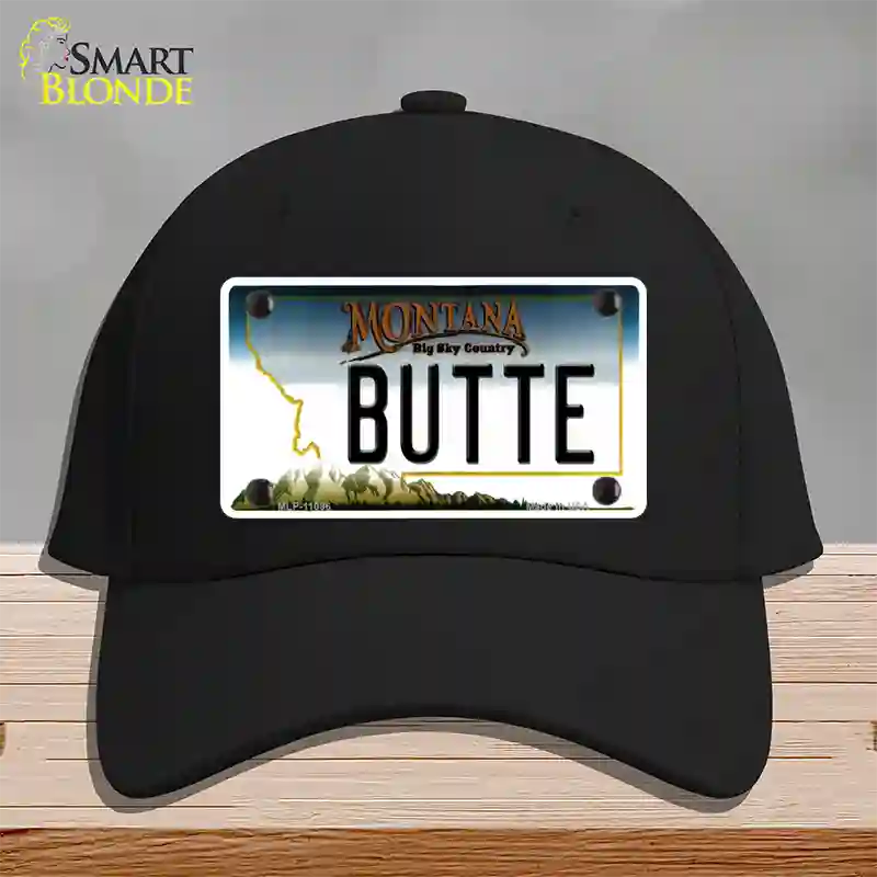 Butte Montana State Novelty License Plate Hat Cotton / Black