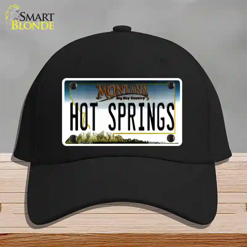 Hot Springs Montana State Novelty License Plate Hat Cotton / Black