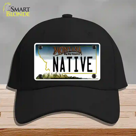 Native Montana State Novelty License Plate Hat Cotton / Black