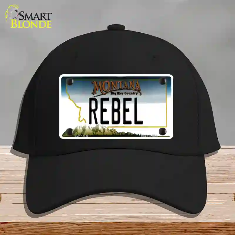 Rebel Montana State Novelty License Plate Hat Cotton / Black