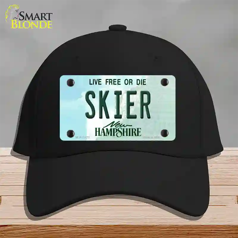 Skier New Hampshire State Novelty License Plate Hat Cotton / Black