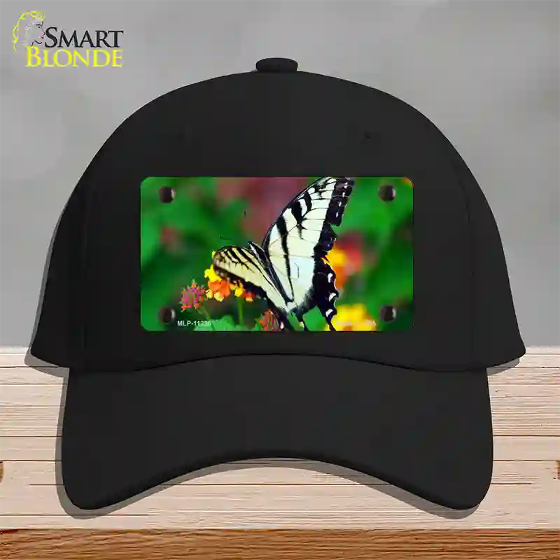 Butterfly Black and White Novelty License Plate Hat Cotton / Black