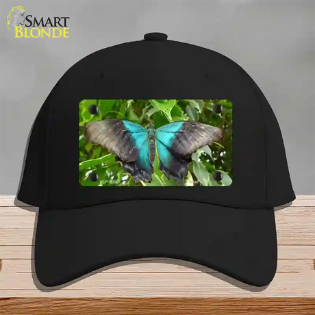 Butterfly Blue and Black Novelty License Plate Hat Cotton / Black