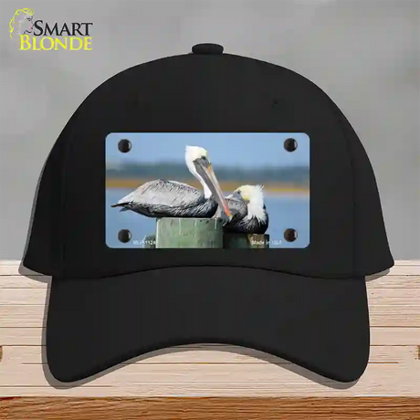 Pelican Two On Pier Novelty License Plate Hat Cotton / Black