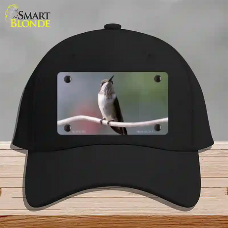 Hummingbird Perched On Branch Novelty License Plate Hat Cotton / Black