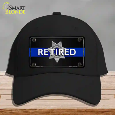 Thin Blue Line Retired Police Novelty License Plate Hat Cotton / Black