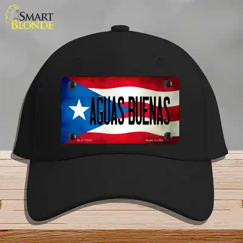 Aguas Buenas Puerto Rico Flag Novelty License Plate Hat Cotton / Black