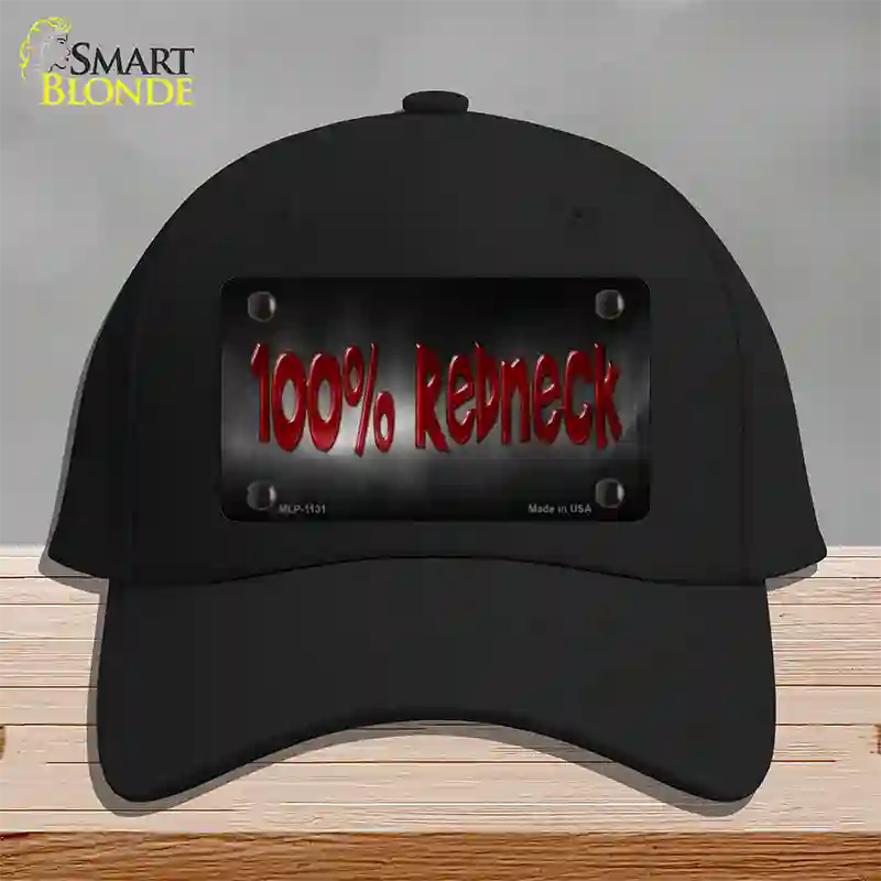 100% Redneck Novelty License Plate Hat Cotton / Black