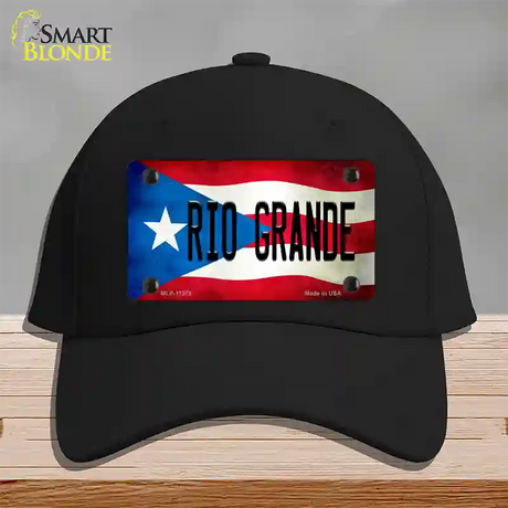 Rio Grande Puerto Rico Flag Novelty License Plate Hat Cotton / Black