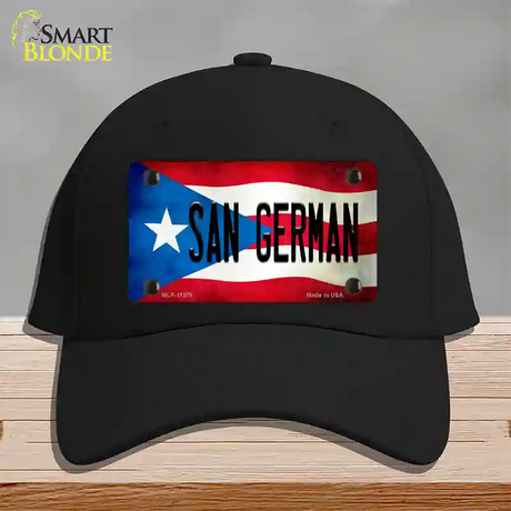 San German Puerto Rico Flag Novelty License Plate Hat Cotton / Black