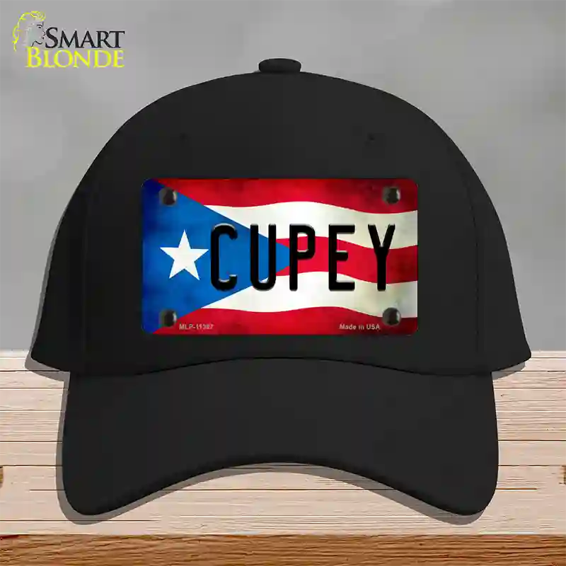 Cupey Puerto Rico Flag Novelty License Plate Hat Cotton / Black