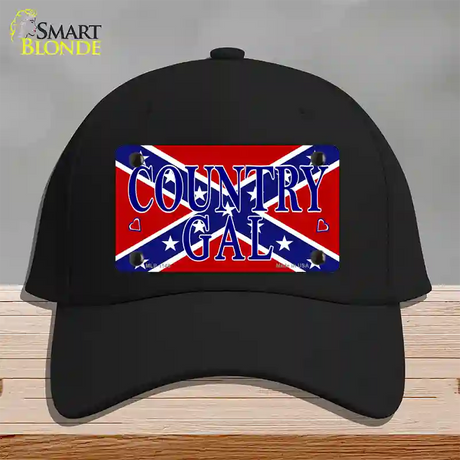 Confederate Country Gal Novelty License Plate Hat Cotton / Black