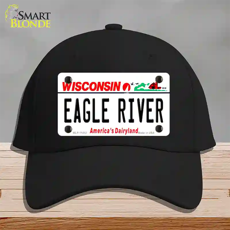 Eagle River Wisconsin Novelty License Plate Hat Cotton / Black