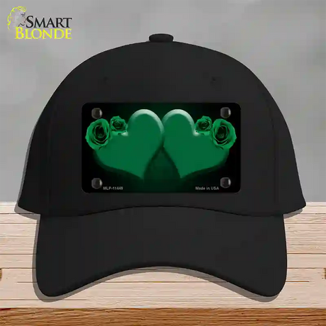 Hearts Over Roses In Green Novelty License Plate Hat Cotton / Black