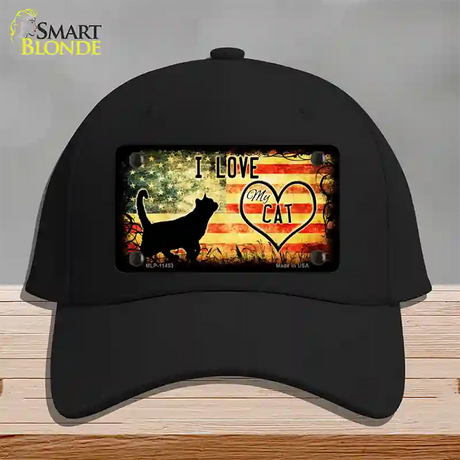 I Love My Cat Novelty License Plate Hat Cotton / Black