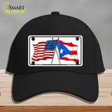 Puerto Rico Crossed US Flag Novelty License Plate Hat Cotton / Black