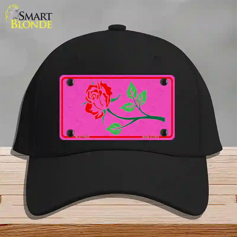 Illustrated Rose On Pink Chaise Lounge Novelty License Plate Hat Cotton / Black