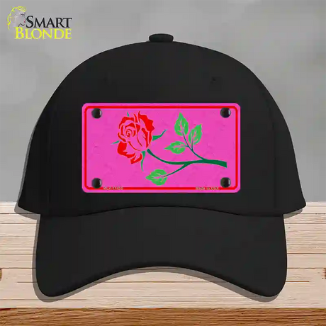 Illustrated Rose On Pink Chaise Lounge Novelty License Plate Hat Cotton / Black