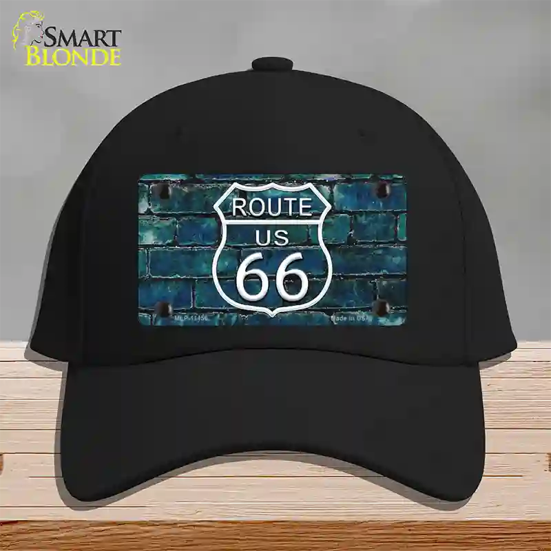 Route 66 Blue Brick Wall Novelty License Plate Hat Cotton / Black