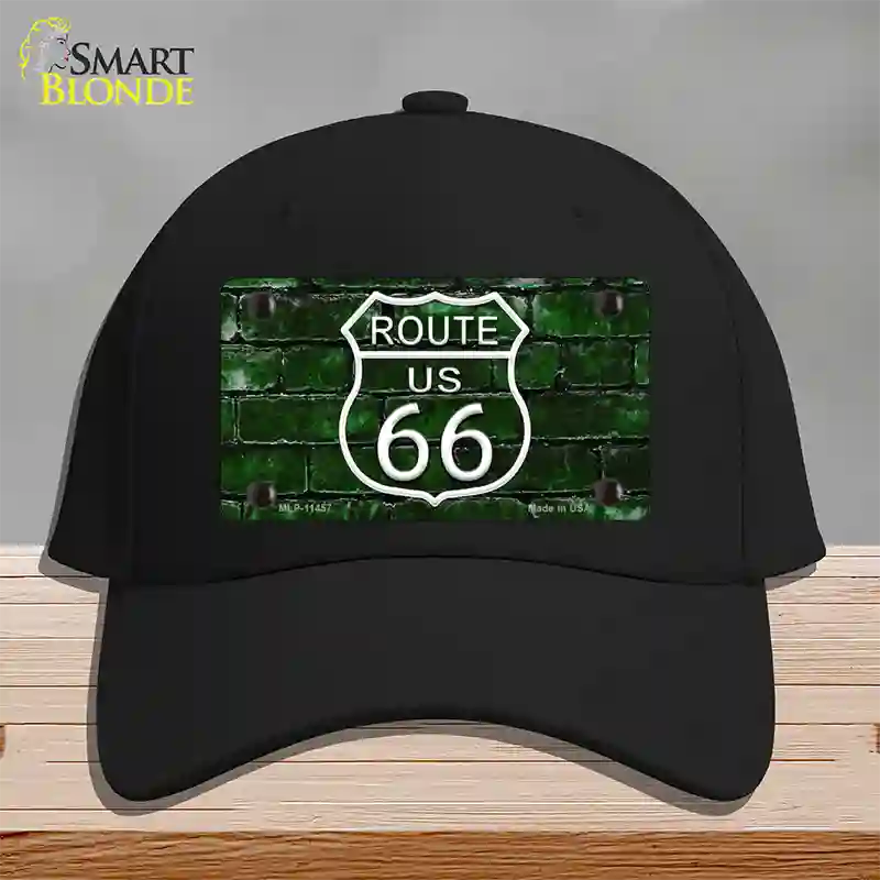 Route 66 Green Brick Wall Novelty License Plate Hat Cotton / Black