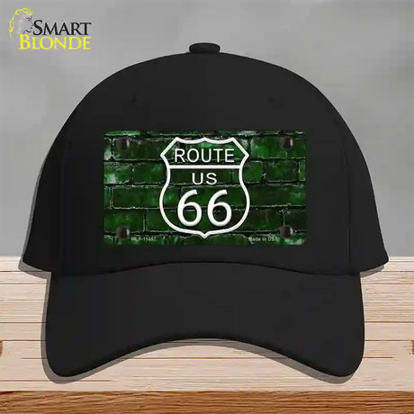 Route 66 Green Brick Wall Novelty License Plate Hat Cotton / Black